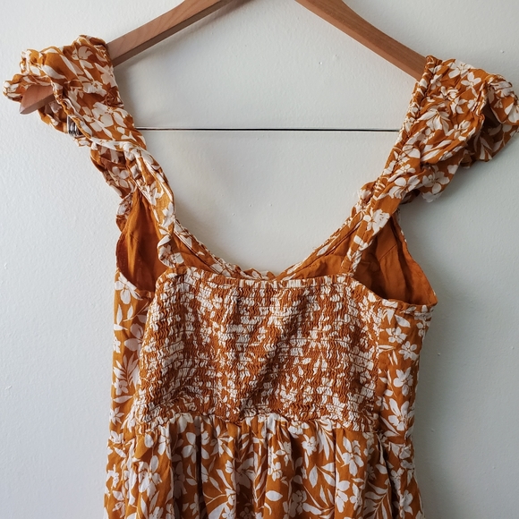Old Navy Yellow Floral Flare Ruffle Trim Dress - Picture 7 of 8